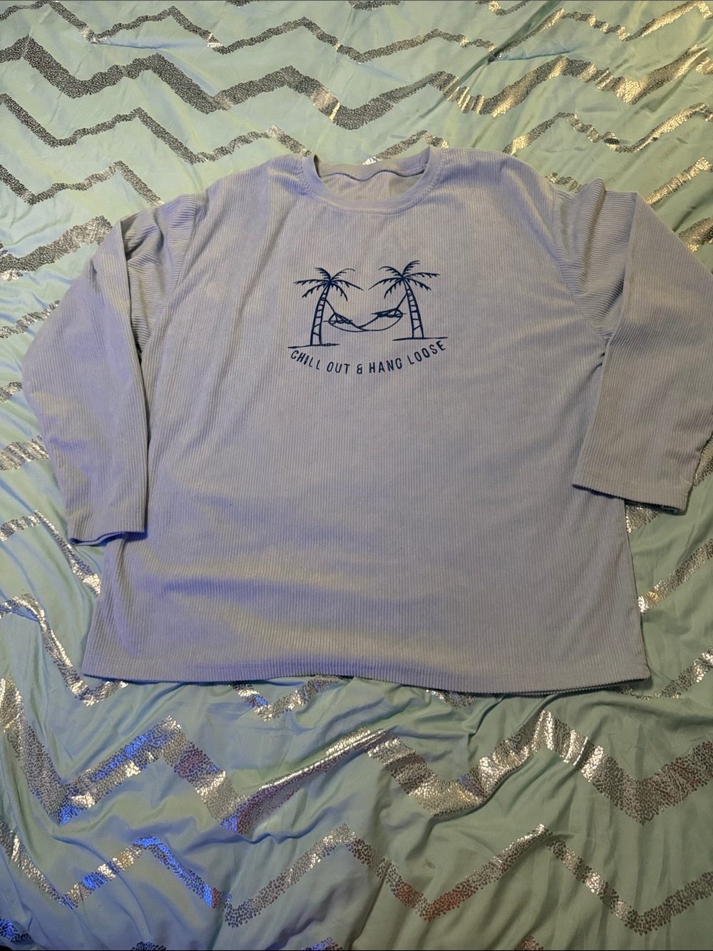 SHEIN Lilac Long Sleeve Tee with Palm Graphic